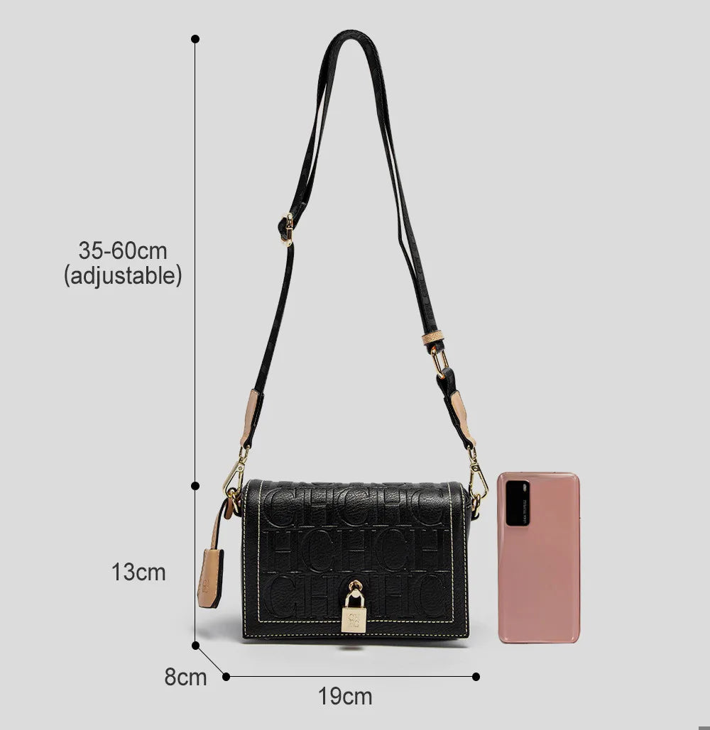 CH Womens Shoulder Bag Luxury Brand 2025 Fashion Solid Color Printed Handbag Fashion Design Model Metal Accessories Buckle