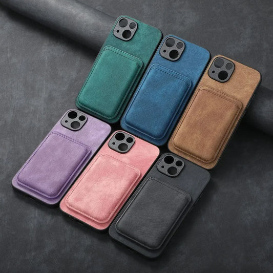 Vintage Leather Case with Detachable Magnetic Wallet Card Holder For iPhone 17 Air 16e 16 Pro Max 15 14 Plus 13 12 11