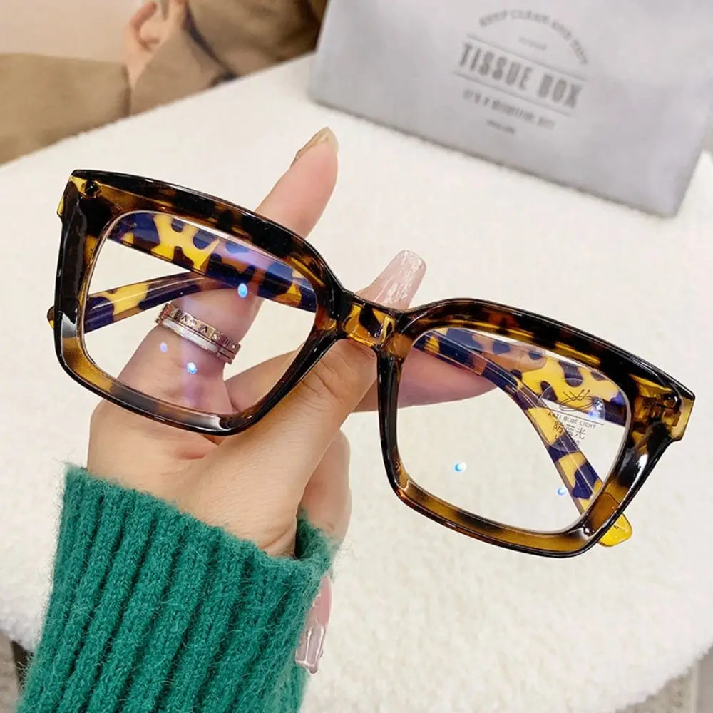 Neue oversized quadratische Brille, Anti-Blaulicht-Brille, große Rahmen, Myopie-Brille, Brille mit flachem Licht, transparente Brille
