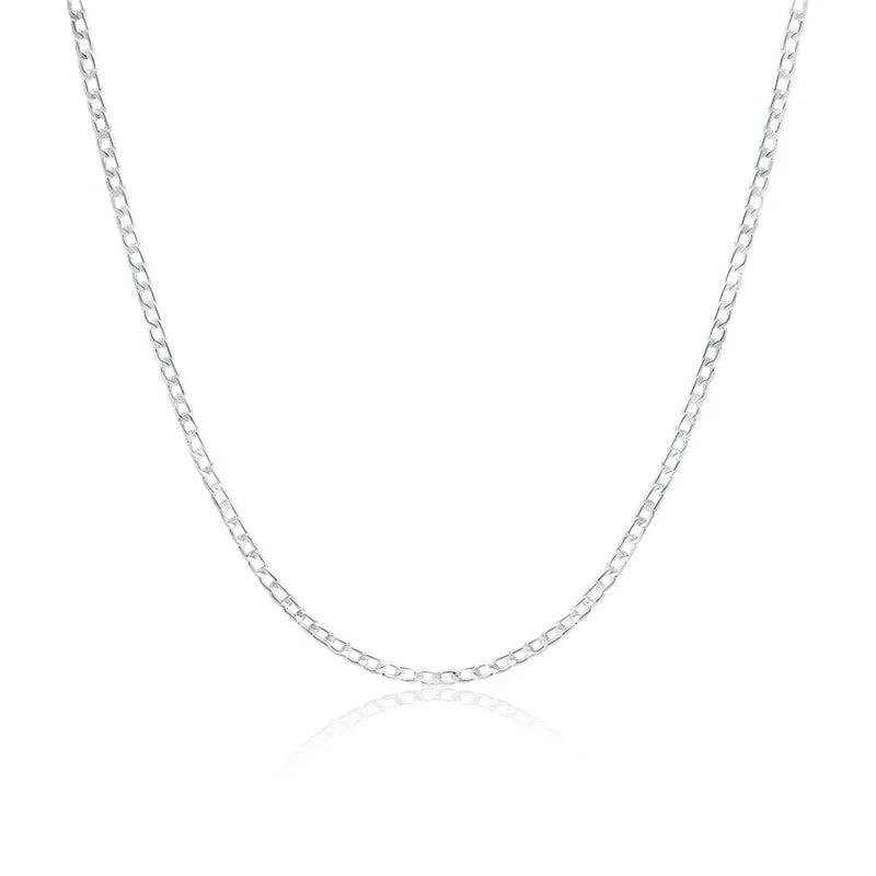 Herren 925 Sterlingsilber Halskette 2/4/6/8/10/12MM 40-75cm Panzerkette Collier Karabinerverschluss Herren Und Damen Verlobungsschmuck