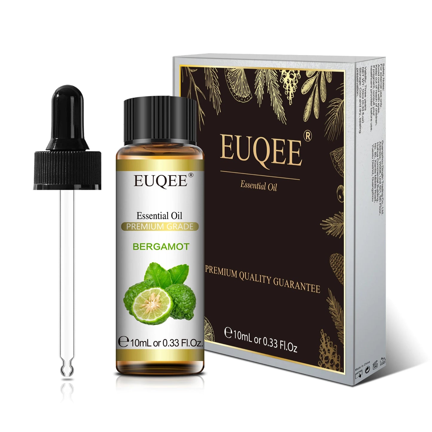 EUQEE Huile essentielle pure de 10 ml avec compte-gouttes Bergamote Rose Cannelle Lavande Jasmin Eucalyptus Vanille Set d'huiles essentielles aromatiques