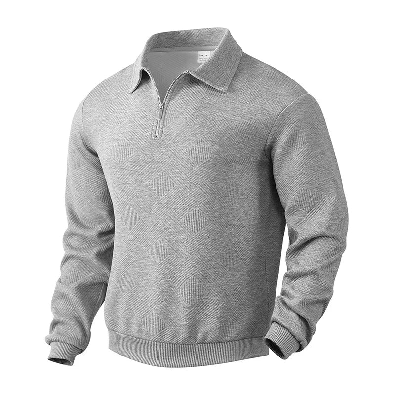 24 grenzüberschreitendes beliebtes Herbst-Langarm-Revers-Reißverschluss-Herren-Freizeit-Poloshirt