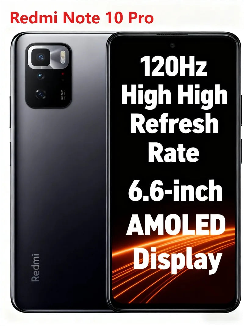 Redmi Note 10 Pro 5G Dimensity 1100 120Hz Refresh Rate 67W Charging 6.6" FHD+ Display Xiaomi Mobile Phones Smartphone