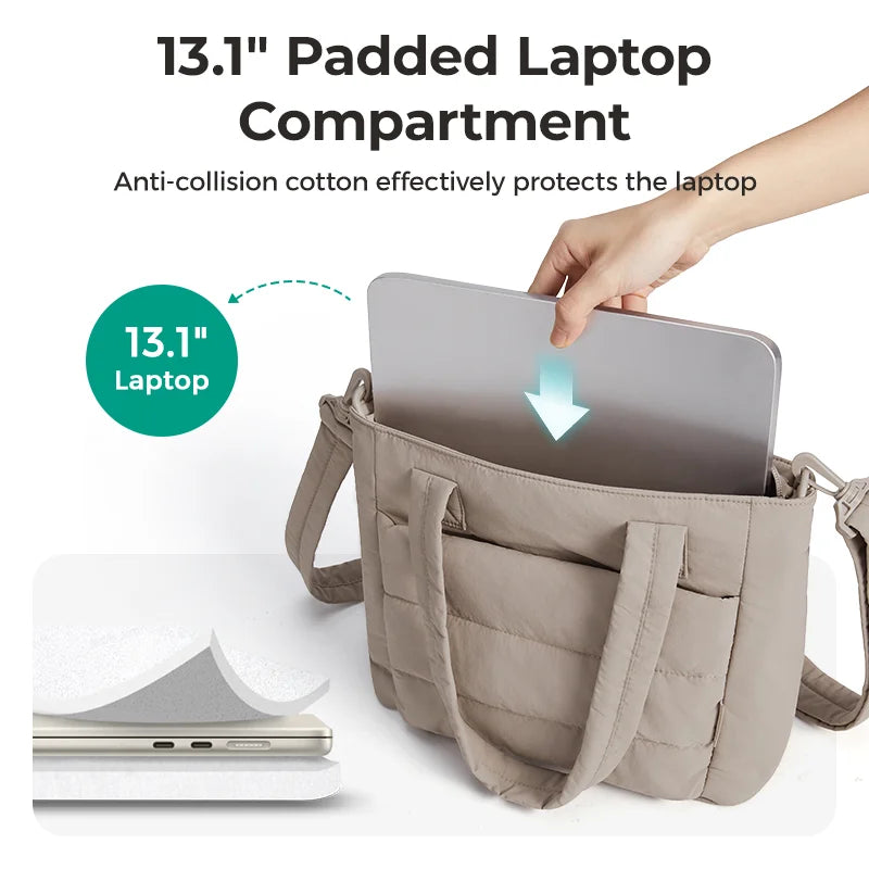 BAGSMART Damen Tragetasche Gepolsterte Einzelschultertasche Große Kapazität Studenten College Umhängetasche Lässige Outdoor-Handtasche