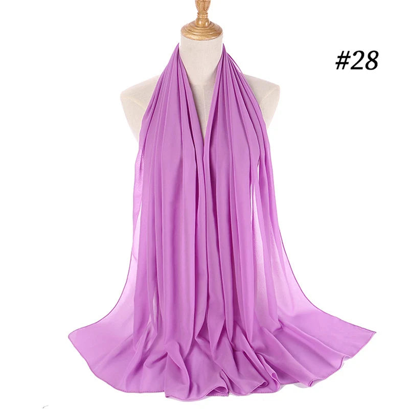 Hijab musulman en mousseline pour femmes, écharpe en mousseline bulle, voile pour femmes, musulmanes, islamiques, de couleur unie, malaisiennes, écharpes foulard musulman