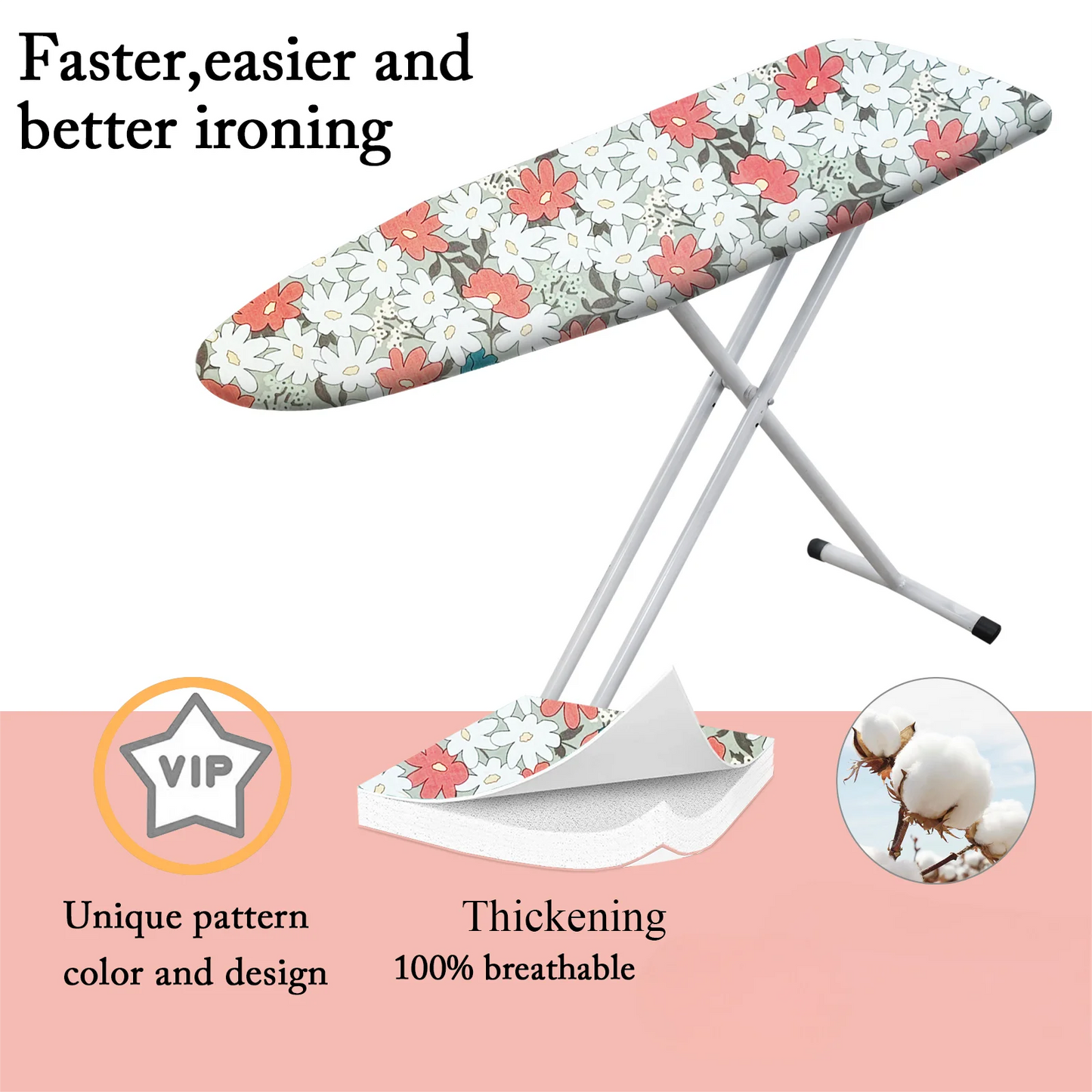 Housse de table à repasser grand format anti-brûlure 120x40, 130x50, 140x50, en tissu polyester épais et résistant, accessoire pour buanderie.