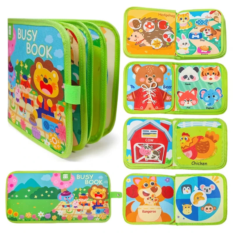 Jouets Montessori Histoire d'Animaux de la Ferme Livre en Tissu d'Activités Jouets d'Apprentissage Préscolaire Motricité Fine Livre en Feutre d'Éducation Précoce pour les Tout-petits