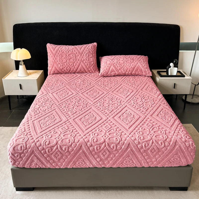 Jacquard Winter Dick Warme Korallen Plüsch Matratzenauflage Hohe Elastizität Rutschfest Atmungsaktiv Geeignet Schlafzimmer Weiches Bettlaken