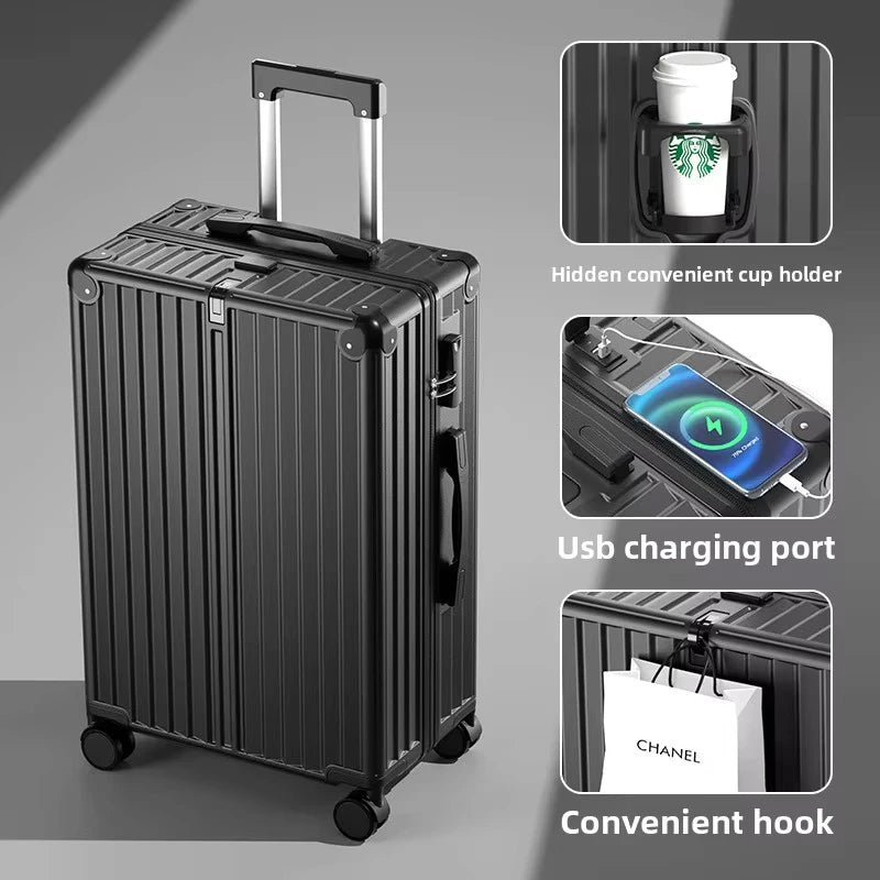 COLENARA 20"22"24"26 Zoll hochwertiger Koffer USB-Ladefunktion Boarding Box Multifunktionaler Trolley-Koffer Handgepäck Reisegepäck