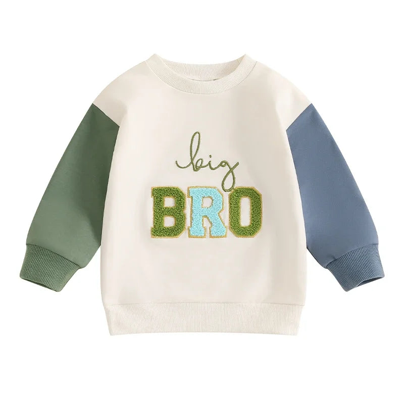 Kinder Sweatshirt Frühling Herbst Langarm Rundhals Bestickte Buchstaben Hoodie Pullover Kleidung für Jungen Mädchen