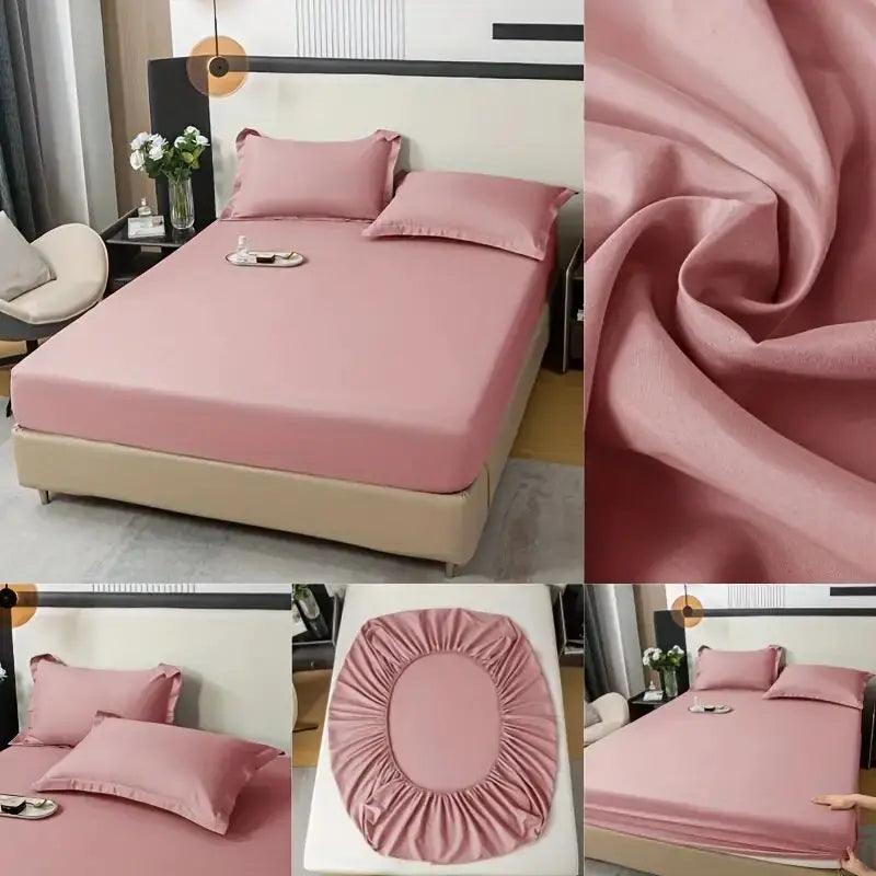 Drap-housse en coton doux avec élastiques, couleur unie, antidérapant, pour lit double, King, Queen, 140/160/200