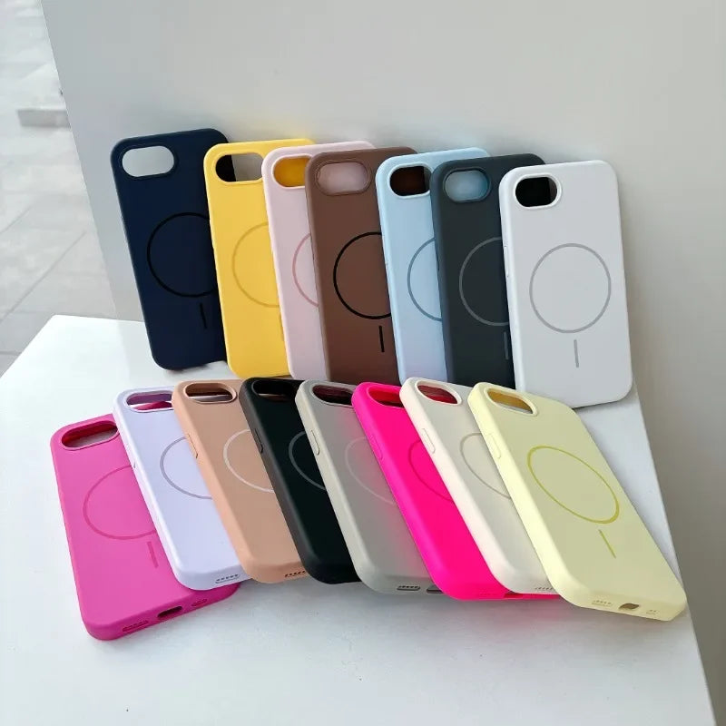 Coque Officielle en Silicone Liquide 16E Magsafe pour iPhone 16E SE4 2025 Magnétique Protection Souple Mat Antichoc Bonbon Housse