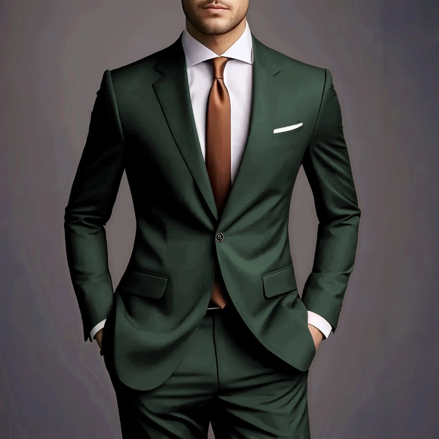(Jacke + Hose) 2025 Neuer luxuriöser, eleganter Herrenanzug, 2-teiliges Set, modisch, koreanisch, lässig, Slim Fit, für Gesellschaft, Bräutigam, Hochzeit, Smoking