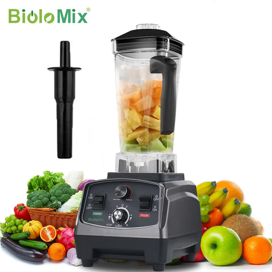BioloMix 3HP 2200W Blender mixeur robuste avec minuterie, centrifugeuse, robot culinaire, pour fruits, aliments, glaçons, smoothies, sans BPA, pichet 2L