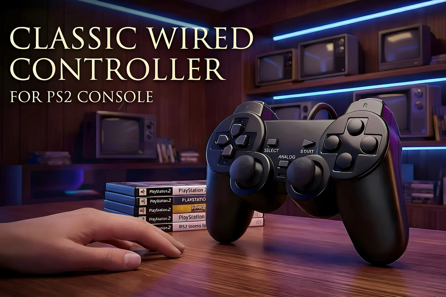 Kabelgebundener PS2 Controller Gamepad für PlayStation 2 Game-Joystick
