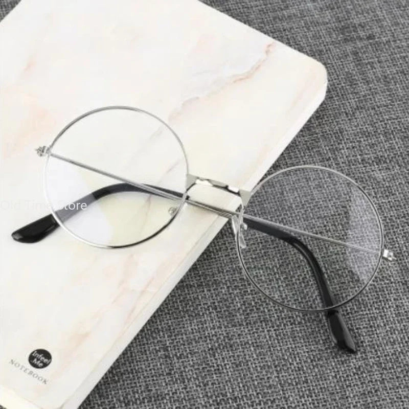 Vintage Transparent Glasses Round Metal Frame Superlight Style Clear Lens Game Eye Glasses  Protection Chic Prevent  Blue Light