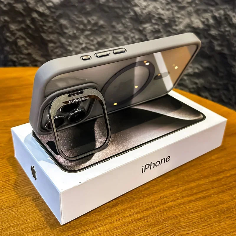 Luxuriöser Metallringhalter Hochtransparente stoßfeste Handyhülle für iPhone 16 15 14 13 12 11 ProMax Objektivschutzfolie