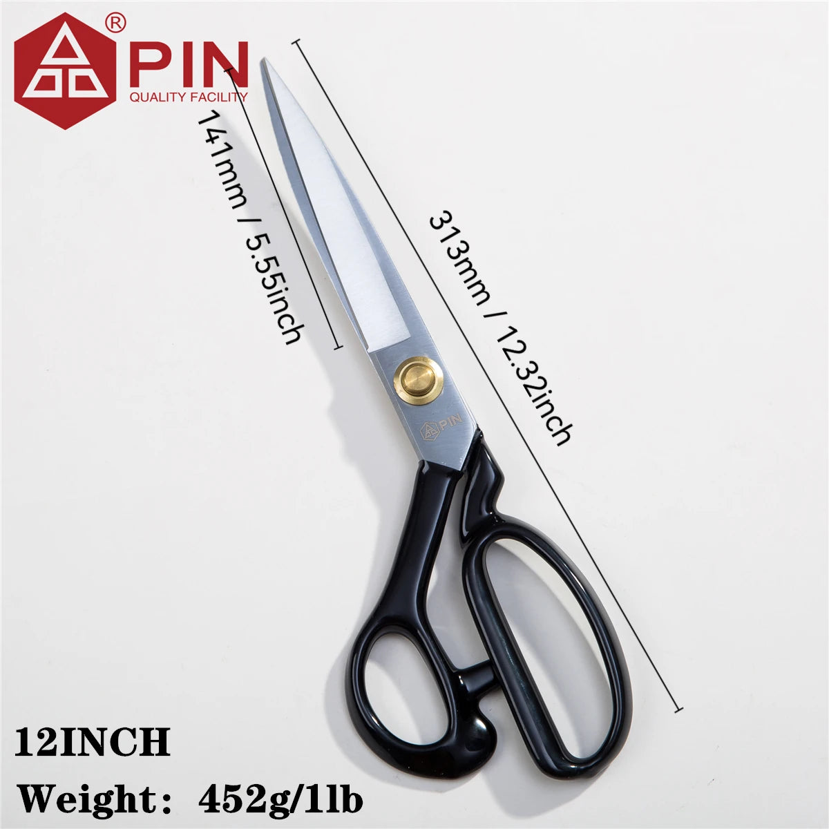 Ciseaux de tailleur pour gauchers PIN 10/12 pouces, ciseaux à tissu et cuir en acier inoxydable, ciseaux de couture ergonomiques pour gauchers