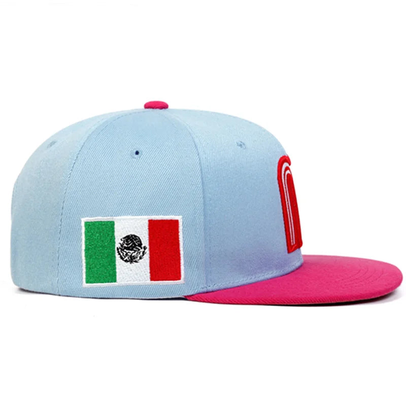 Unisex M Buchstaben Seiten Brasilianische Flagge Stickerei Hip-Hop Hüte Frühling Herbst Outdoor Verstellbare Freizeit Baseball Caps Sonnenhut