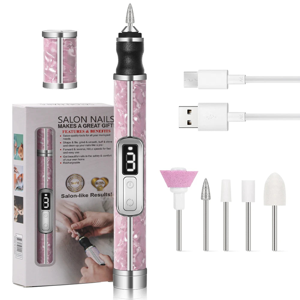 YIKOOLIN Tragbares elektrisches Nagelbohrerset, 4 Geschwindigkeiten, professionelles Maniküre-Pediküre-Set für Nagelsalons, Peeling und Polieren