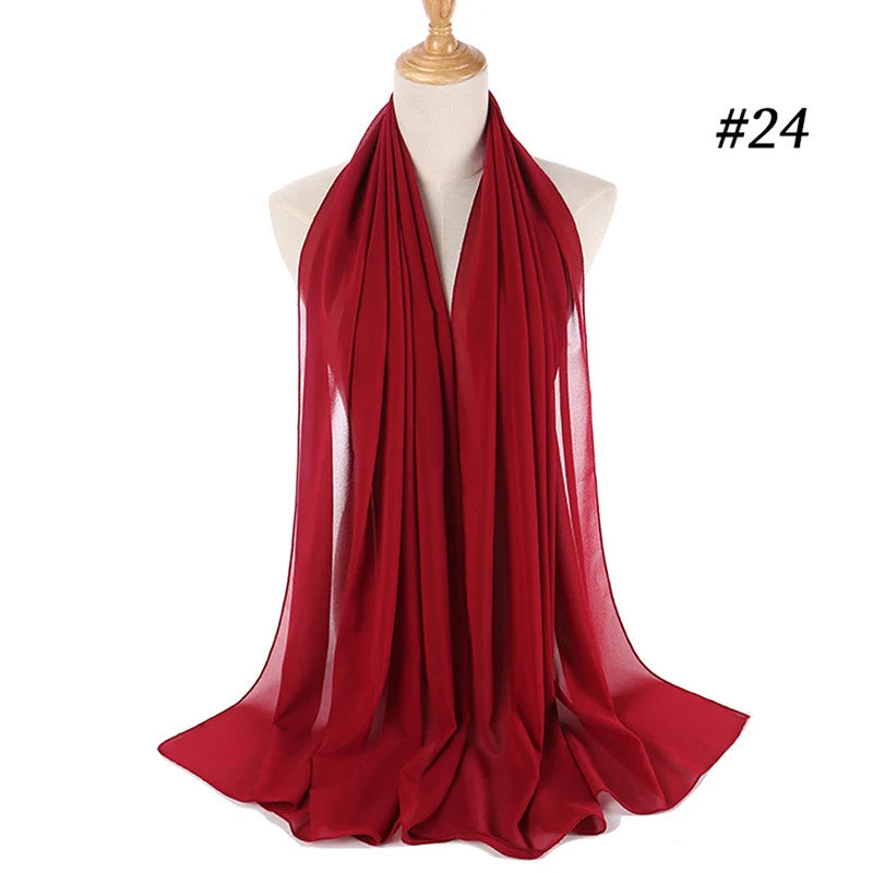 Hijab musulman en mousseline pour femmes, écharpe en mousseline bulle, voile pour femmes, musulmanes, islamiques, de couleur unie, malaisiennes, écharpes foulard musulman