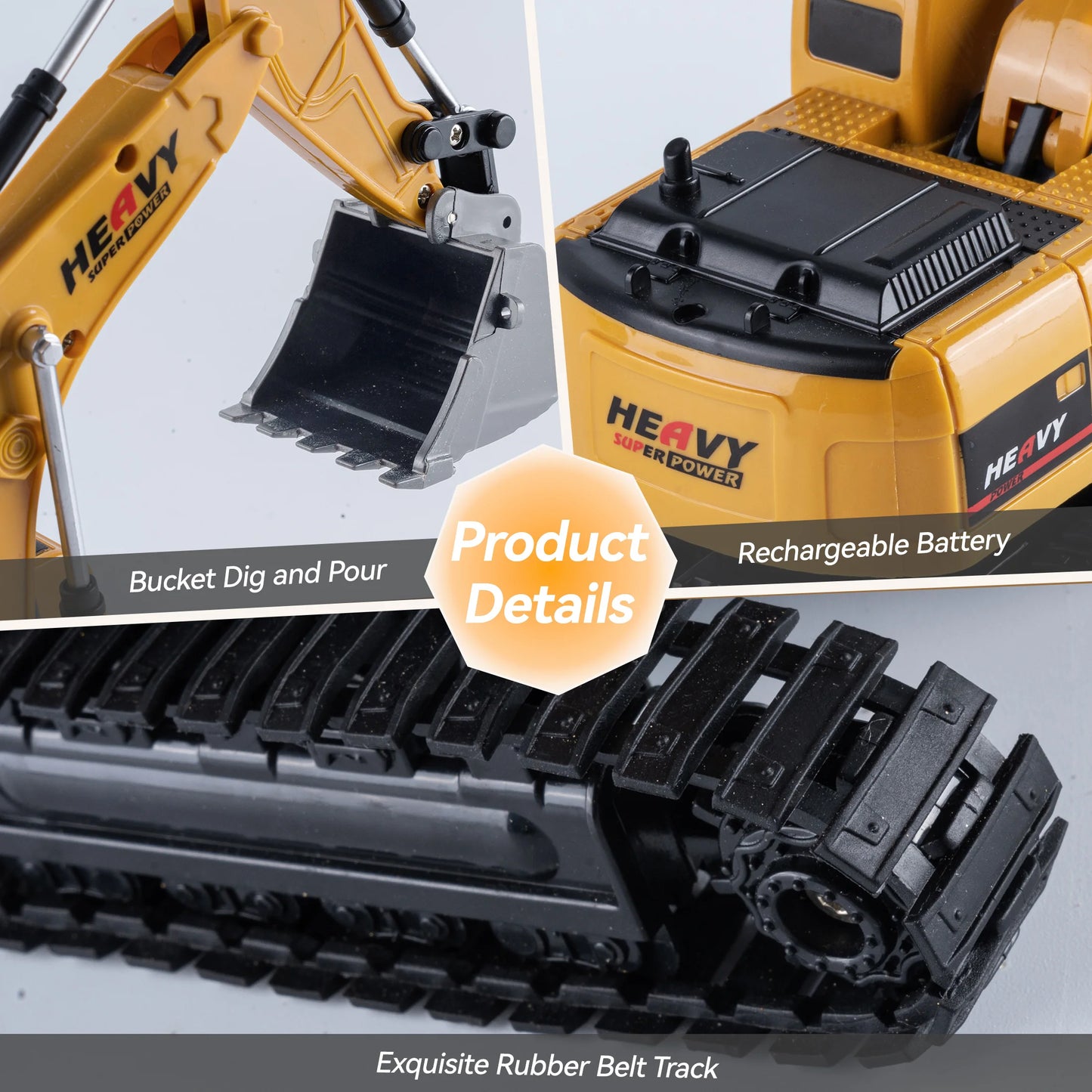 ZWN 1/16 1/20 Ferngesteuerter Bagger Kipper RC Modellauto Spielzeug Professionelles Legierungs-Simulations-Baufahrzeug für Kinder