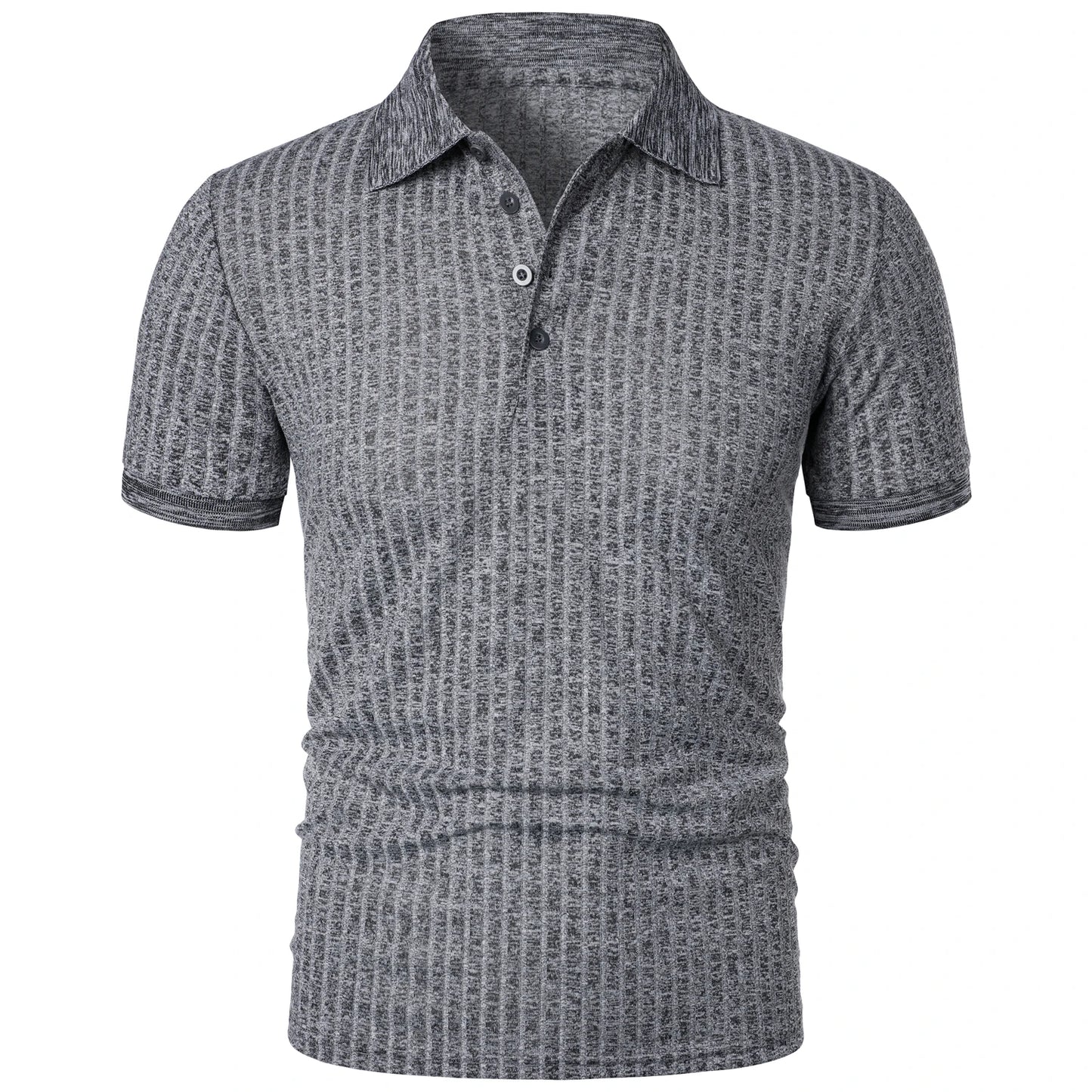 Herren Lauf-Sport-Fitnessbekleidung Sommer hochelastisches, vertikales Kurzarm-Polo-Shirt schlankes Strick-Basis-Shirt