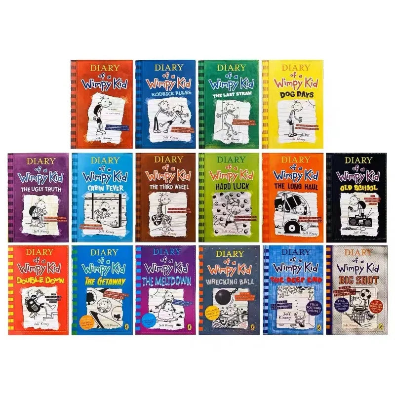 8 Livres/lot 1-8/9-16 Le journal d'un dégonflé en anglais, roman comique, histoire, livre pour enfants, littérature, cadeau