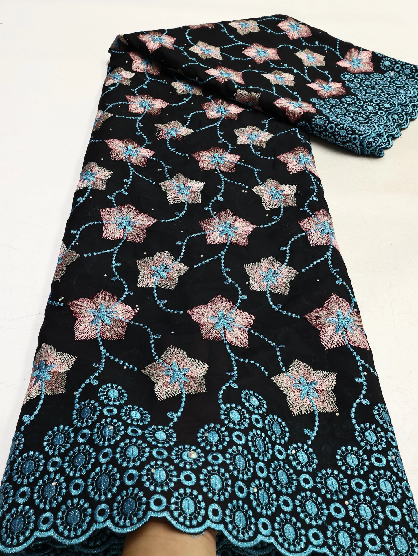 Swiss Voile Lace In Switzerland With 3D Flower Applique Stones 2026 Super Quality African Lace Fabric For Wedding Lace Dress