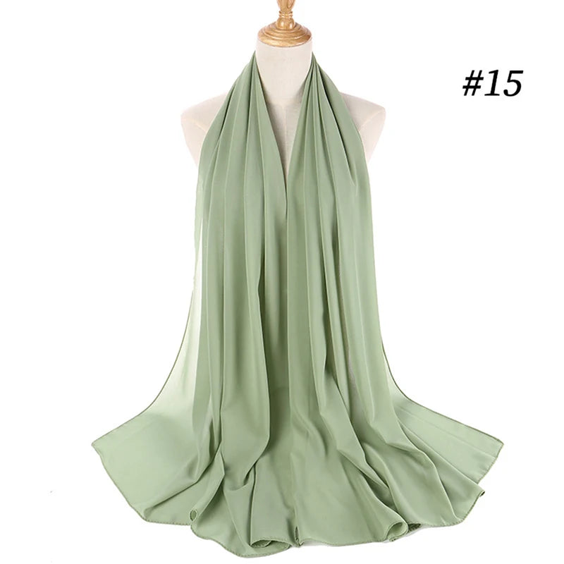 Hijab musulman en mousseline pour femmes, écharpe en mousseline bulle, voile pour femmes, musulmanes, islamiques, de couleur unie, malaisiennes, écharpes foulard musulman