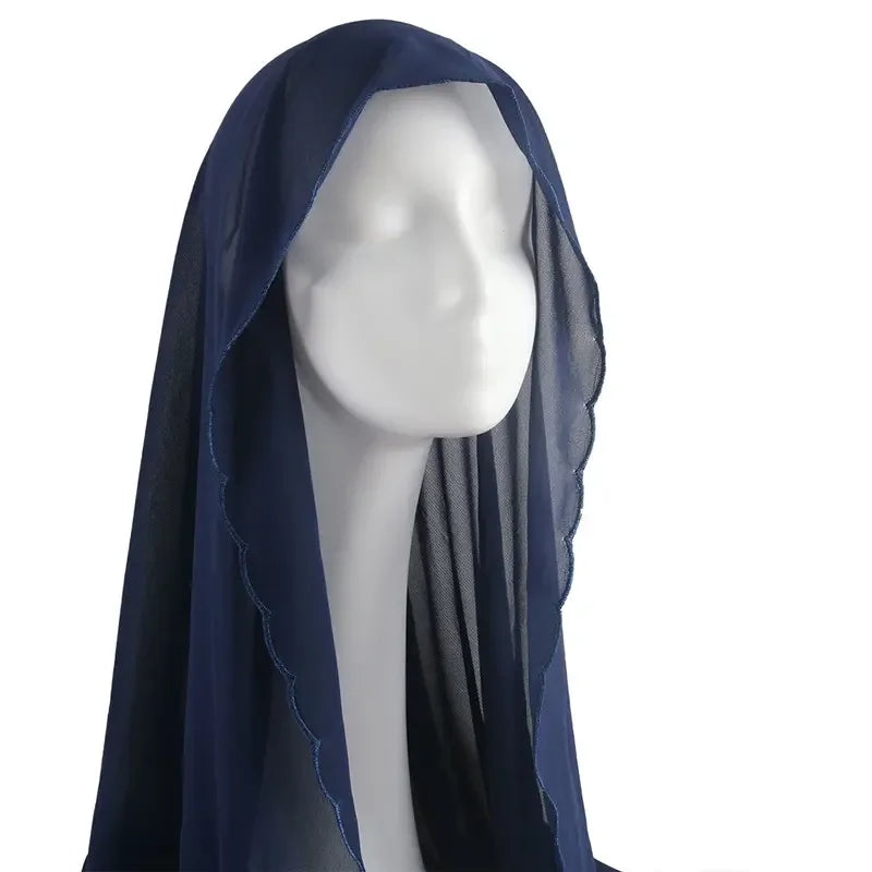 Châles Hijab en mousseline de soie pour femme, écharpe en dentelle, foulards unis, foulards pour femme, voile musulman 70*180cm