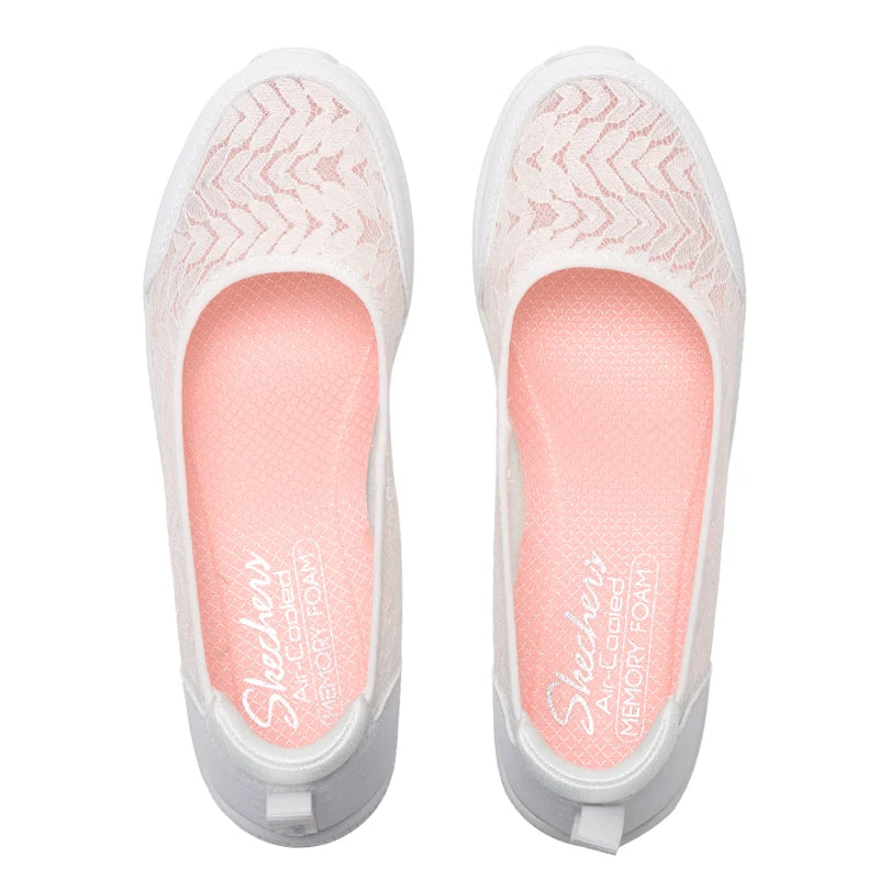 Skechers Damen Be-Cool Freizeitschuhe Flache Slipper Mesh Atmungsaktiv Bequem Leicht Alltagsschuhe 100686-Wht