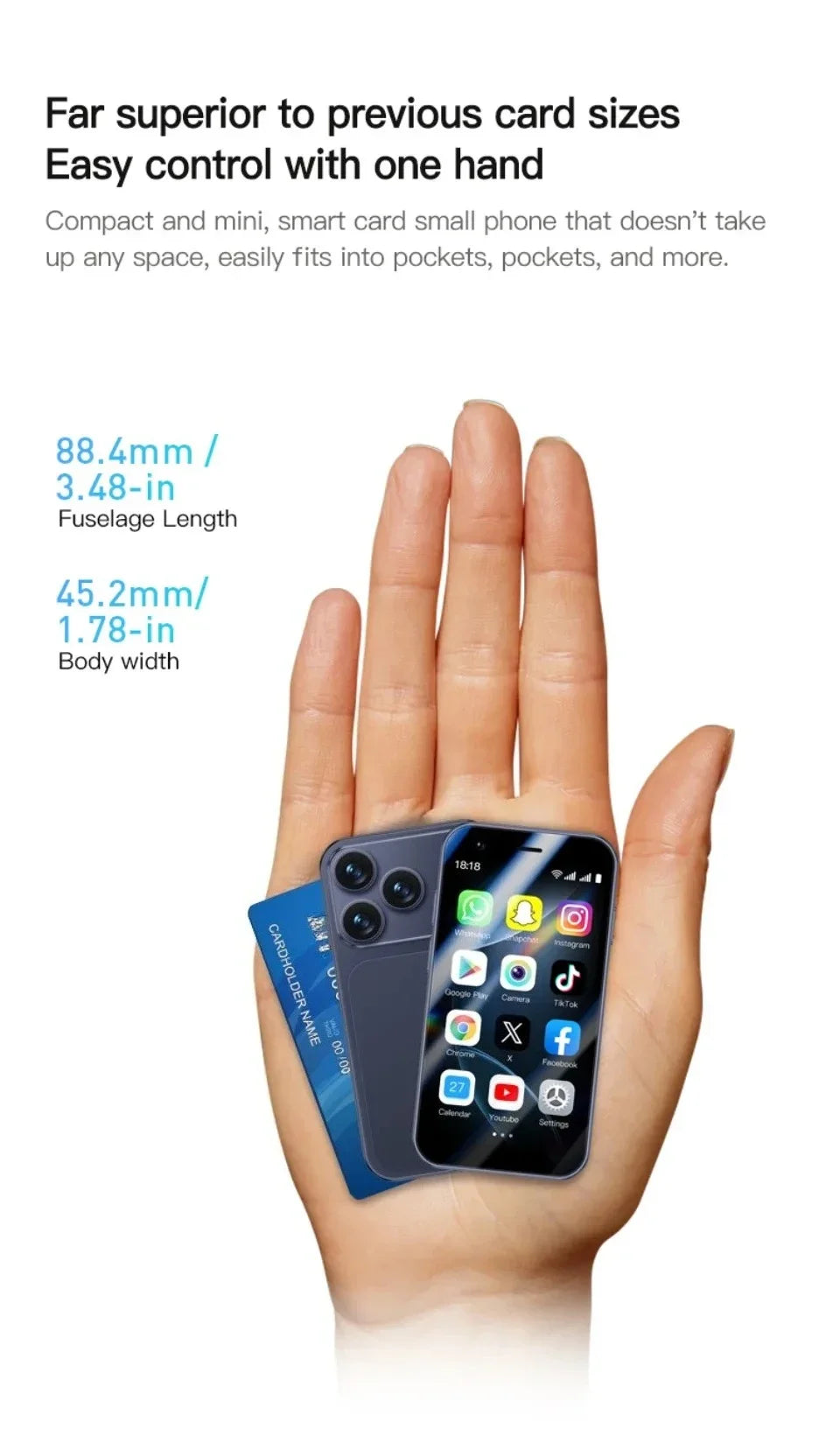 SOYES A17 Mini Android8.1 Smartphone 3.0 Zoll 2GB RAM 16GB ROM Dual SIM Standby Play Store 3G kleines Telefon