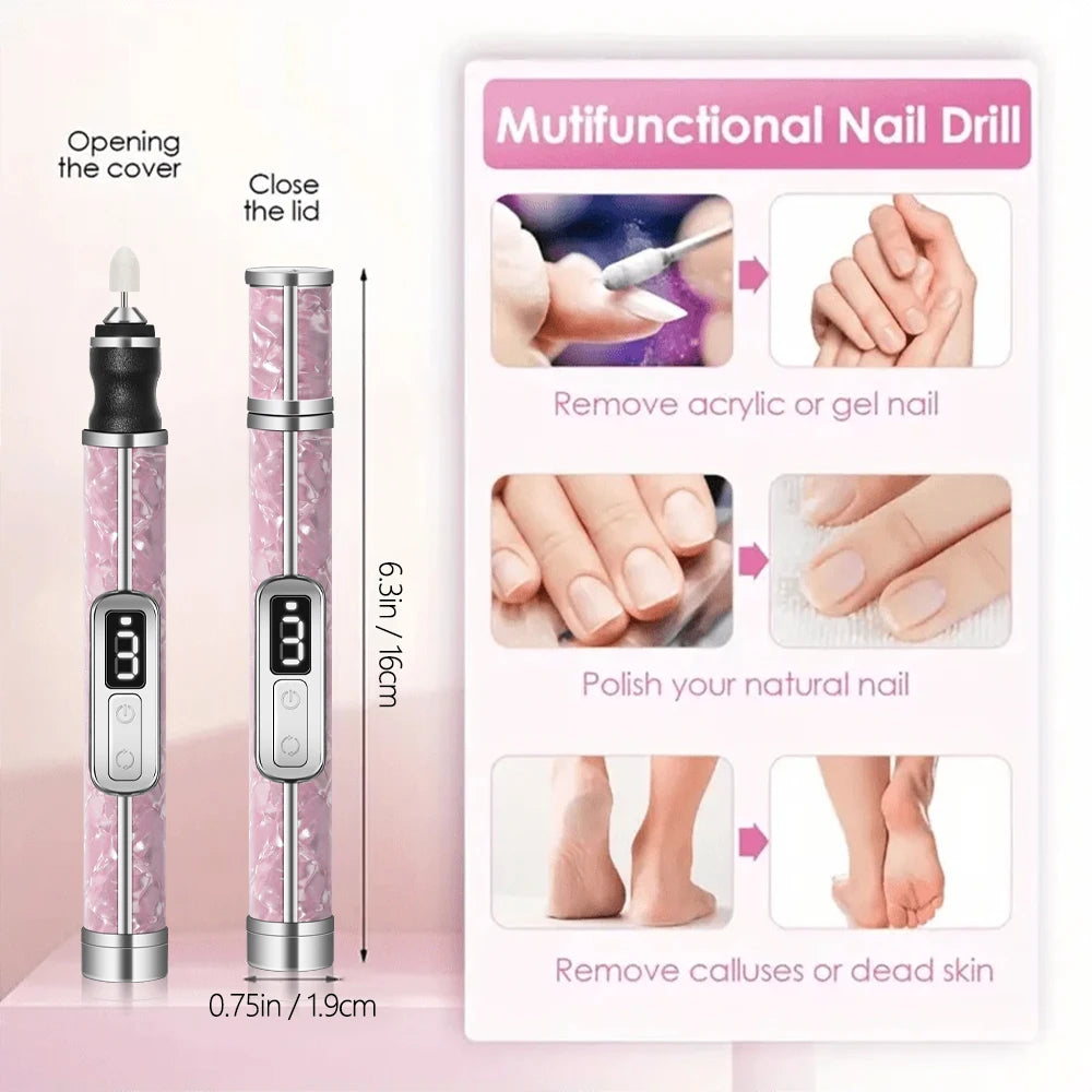 YIKOOLIN Tragbares elektrisches Nagelbohrerset, 4 Geschwindigkeiten, professionelles Maniküre-Pediküre-Set für Nagelsalons, Peeling und Polieren