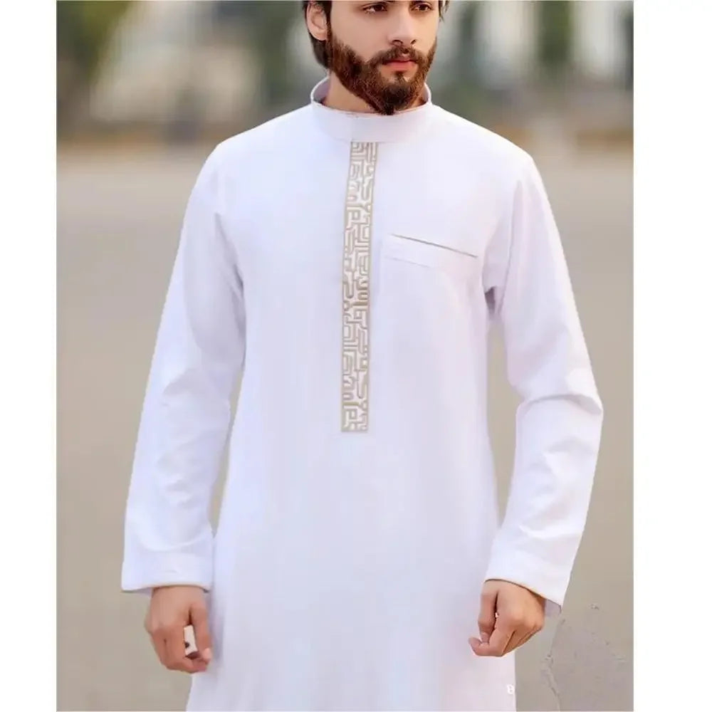 Herren Muslim Thobe 2026 Mittlerer Osten Jubba Thobe Langarm Islamisches Gewand Herren Muslimisches Kleid Saudi-Arabisch Kapuzen-Thobe Abaya Männlich