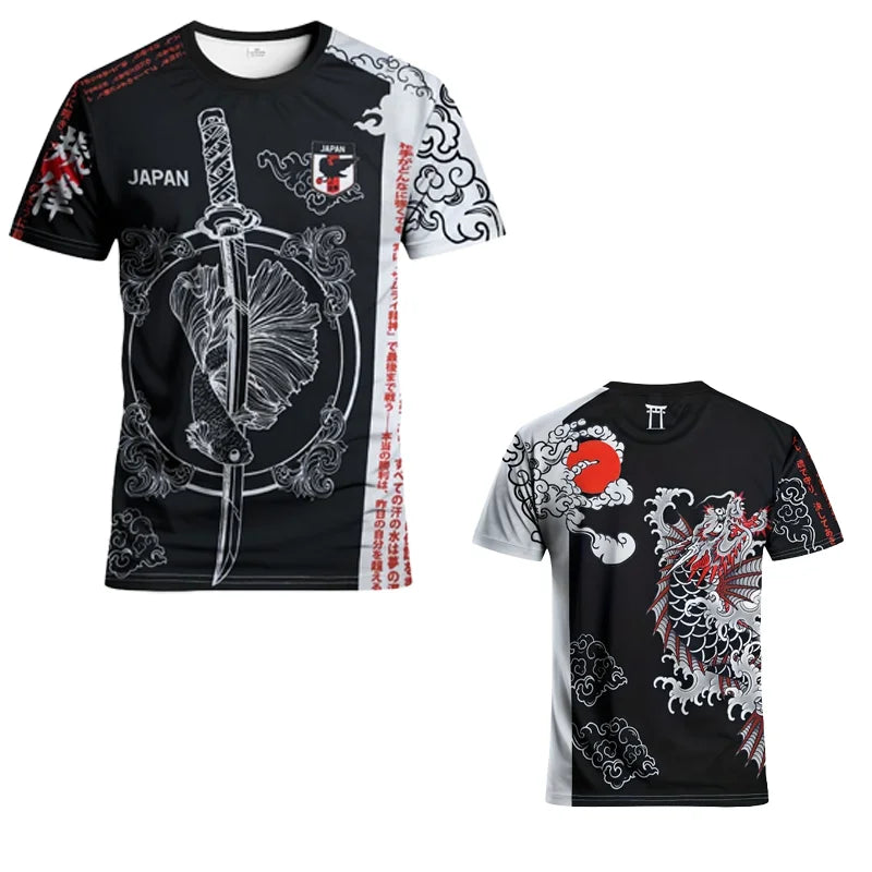 Japanische Sonderedition Herren-Fußballtrikot Rundhals bequemes Sportoberteil schweißabsorbierend atmungsaktiv Japanische Kampfku