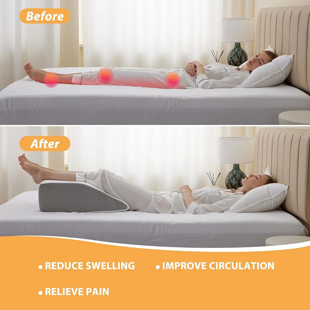 Oreiller de Jambe, Oreiller pour Relever les Jambes de 20 cm, Repos, Sommeil, Cale de Jambe pour Dormir sur le Côté, Oreiller Cale Jambe en Mousse à Mémoire de Forme