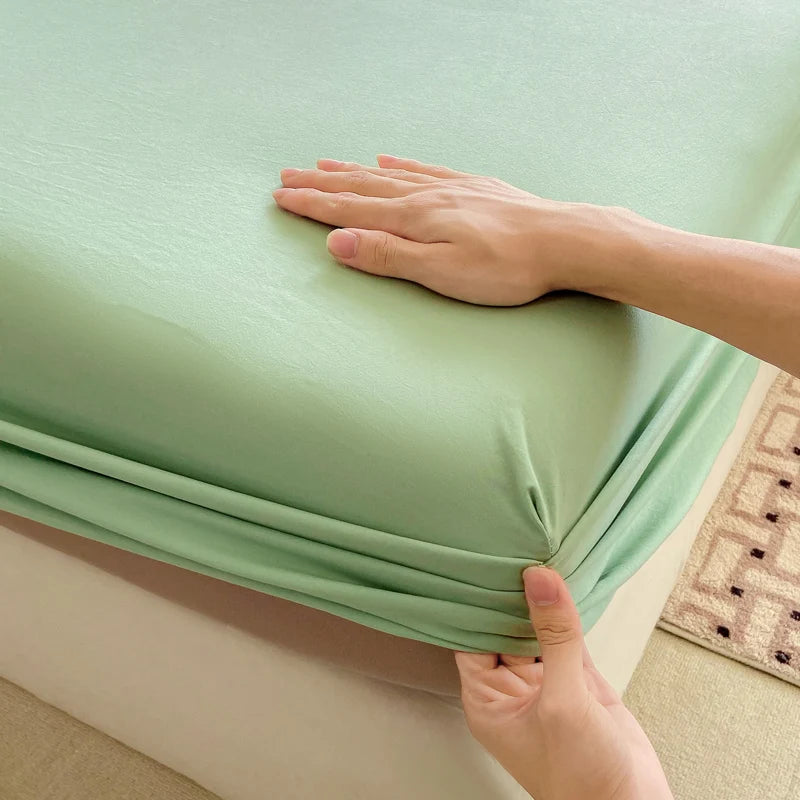 Drap-housse en coton doux avec élastiques, couleur unie, antidérapant, pour lit double, King, Queen, 140/160/200