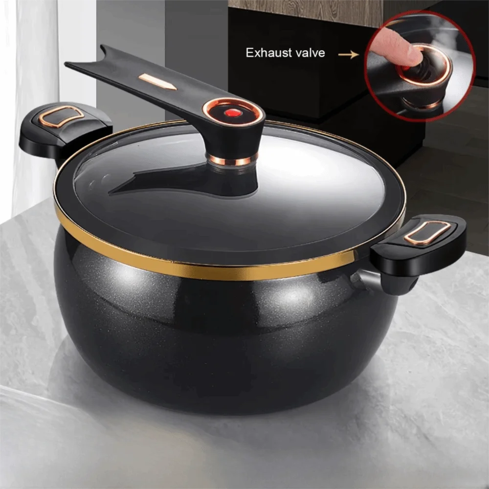 Multi-Functional 7 L Chubby Micro-Pressure Pot Large Capacity Universal Soup Pan Visible Cover Non-Stick Stew Pot Stove
