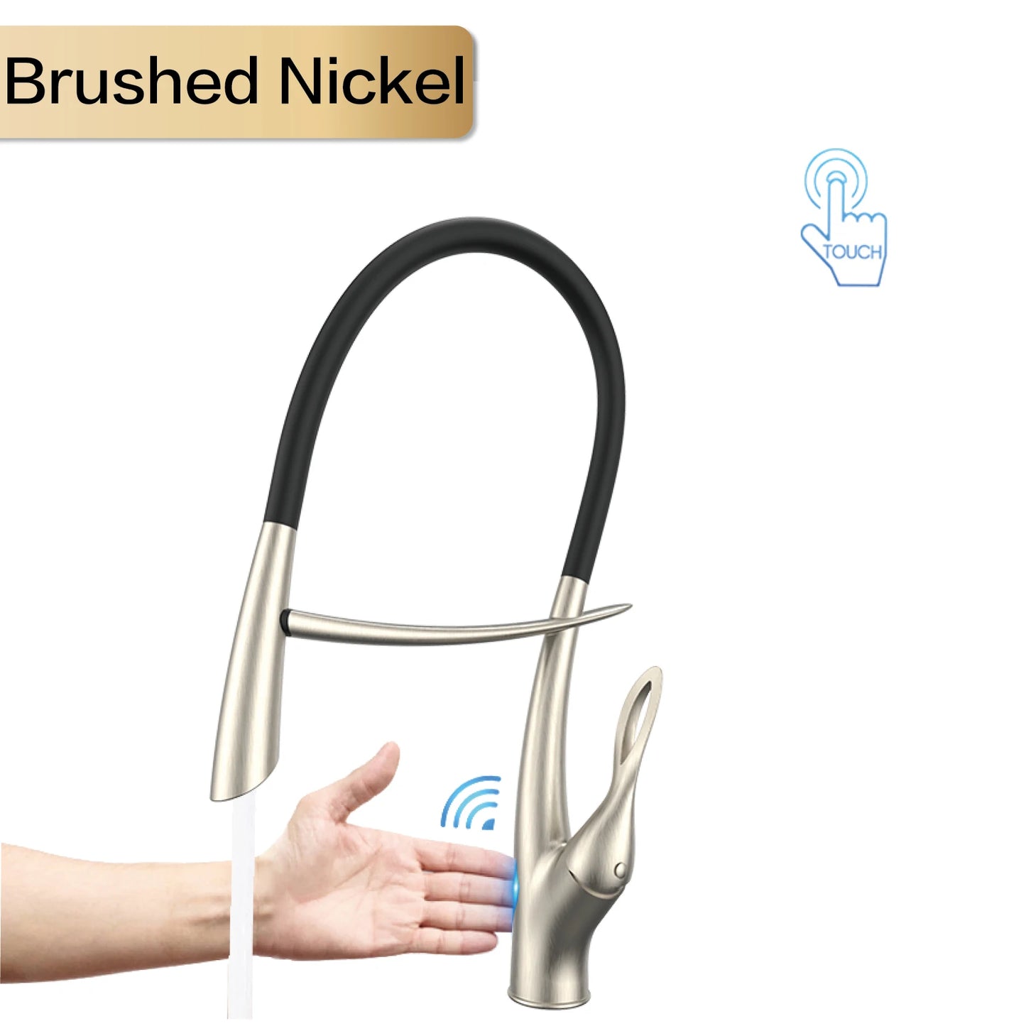 Luxury gun gray brass kitchen faucet with intelligent touch design Single handle hot and cold water magnetic suction sink faucet