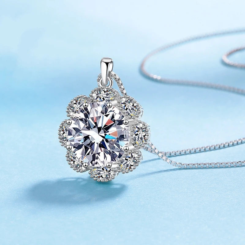 Freundin Valentinstag 18K Weißgold Damen Hochzeit 10CT VVS D Farbe Moissanit Diamant Liebhaber Geburtstagsgeschenk PT950 Halsketten