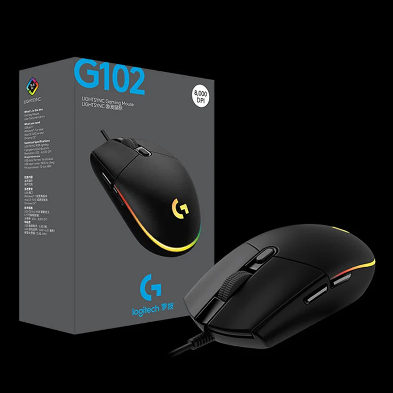 Souris de jeu Logitech (G) G102 Souris RVB Conception légère 200-8000DPI Souris ergonomique de deuxième génération Souris d'ordinateur