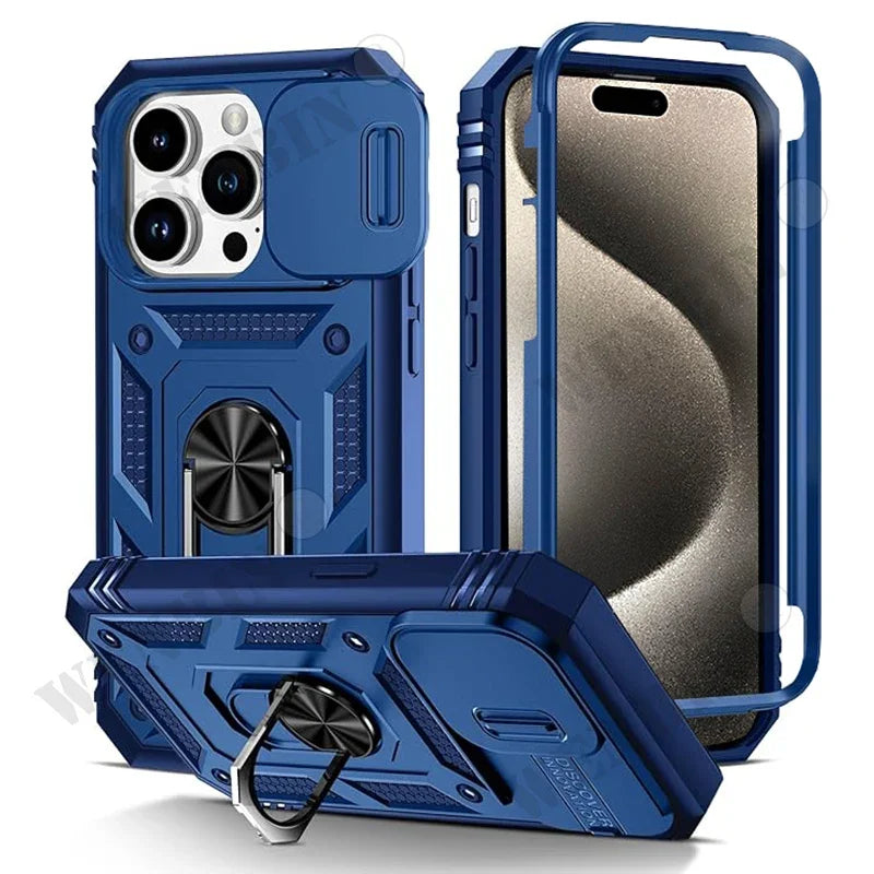 Étui robuste avec support rotatif à 360° pour iPhone 17, 16, 16e, 15, 14, 13, 12, 11 Pro Max Plus Mini, XS, XR, 8 Plus, 8, 7 SE