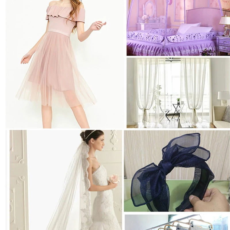Tissu de Tulle à Mailles Douces Encrypté pour Coudre Décorations de Mariage Rideaux Moustiquaires Robe de Mariée Tissus de Couture DIY1m/5m/10m