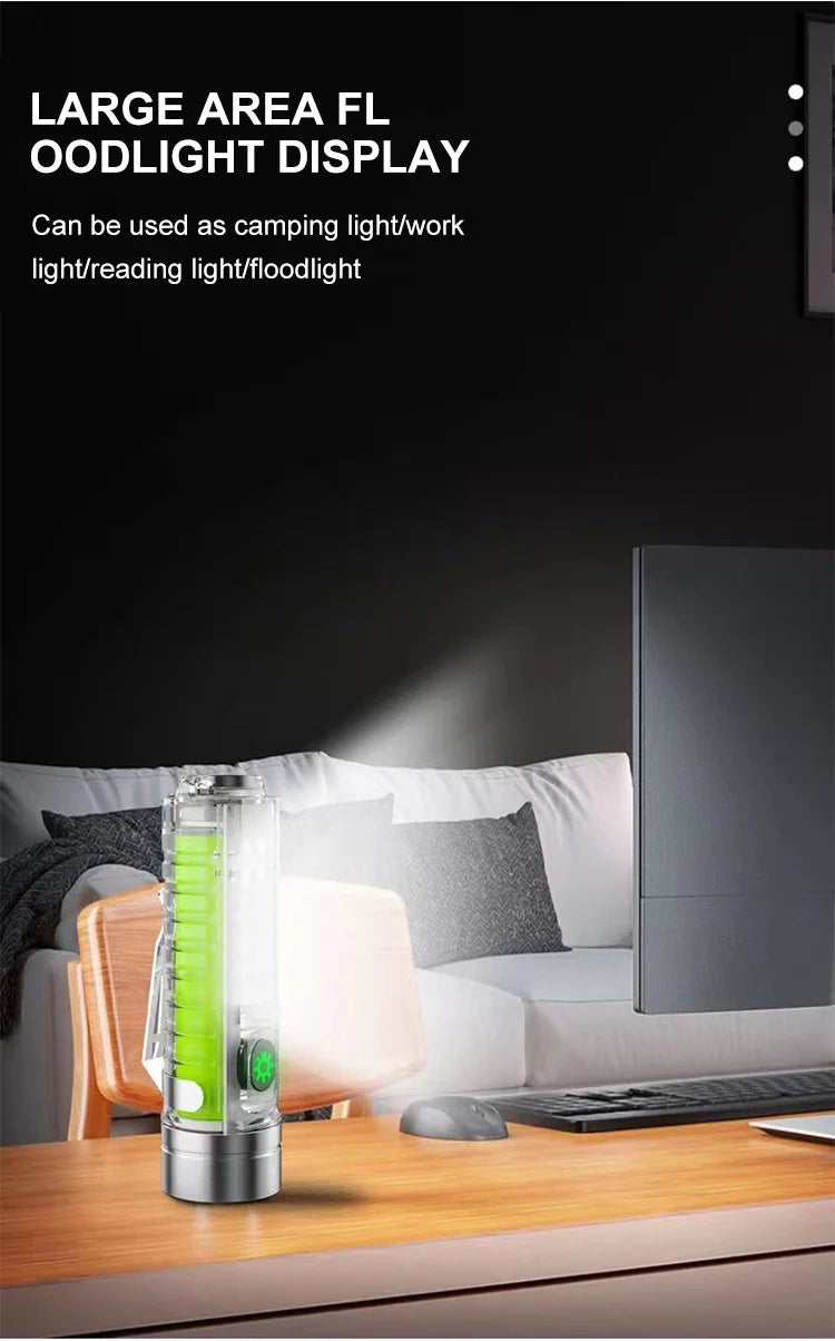 Mini-Schlüsselbund-Taschenlampe Typ C Schnelles Laden Multifunktional Ausziehbar Wasserdicht Fluoreszierend Magnetisch Warnleuchte Campinglampe