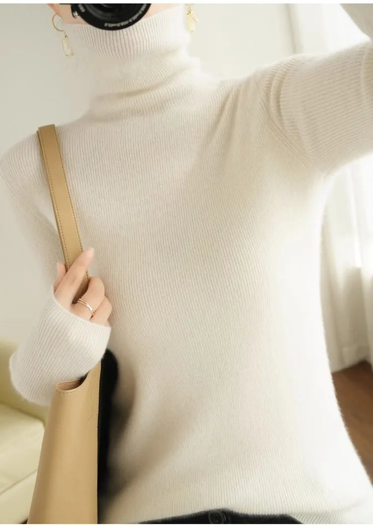 Women Sweater Turtleneck Slim Pullovers Autumn Winter Warm Bottoming Shirts Jumpers Basic High Strecth Korean Knitwear 2026