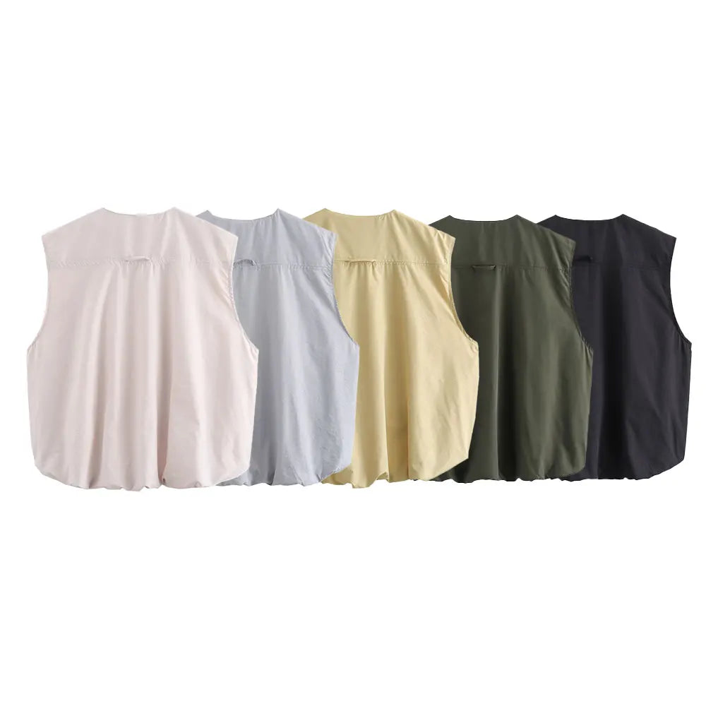 DUOPERI Damen Mode Lockere Ärmellose Weste O-Ausschnitt Weibliche Schicke Freizeit-Oberteile Tank-Top