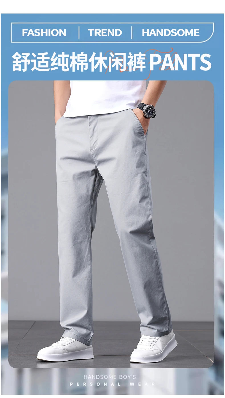 2025 Stretch Herrenhose Straight Fit Baumwolle Golfhose Herren Frühling Sommer Anzughose Büro Arbeit Freizeit Schwarz Marineblau Khaki