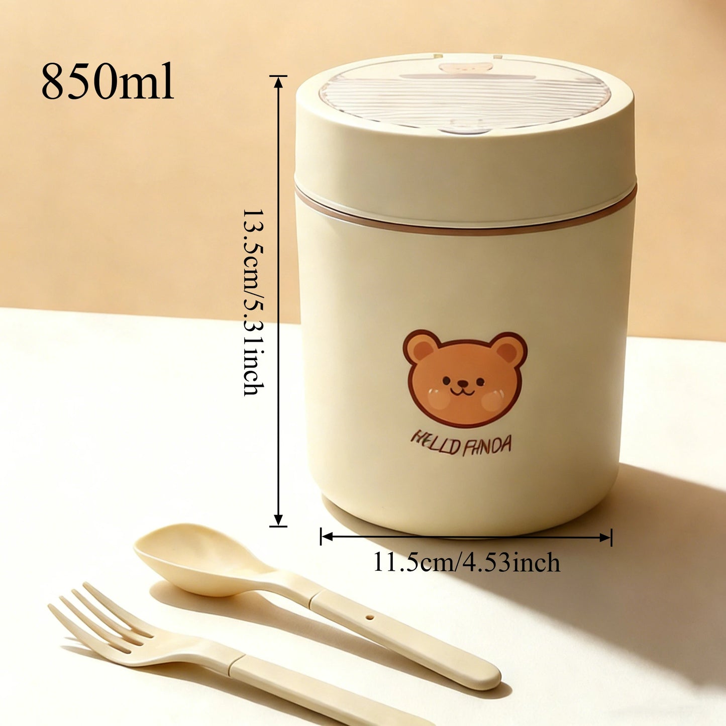 Tragbarer, auslaufsicherer isolierter 316-Edelstahl-Lunchbehälter mit Klapplöffel, Thermo-Brotdose für Kinder und Studenten, beheizbar
