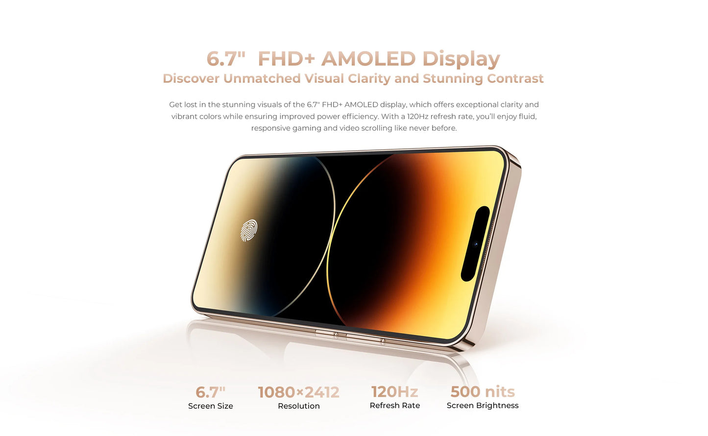 Smartphone Android OUKITEL P1 PRO, Écran FHD+ AMOLED 120Hz de 6,7 pouces, 24(8+16)Go+512Go ROM, Téléphone Portable Double SIM 4G, Batterie 5150mAh